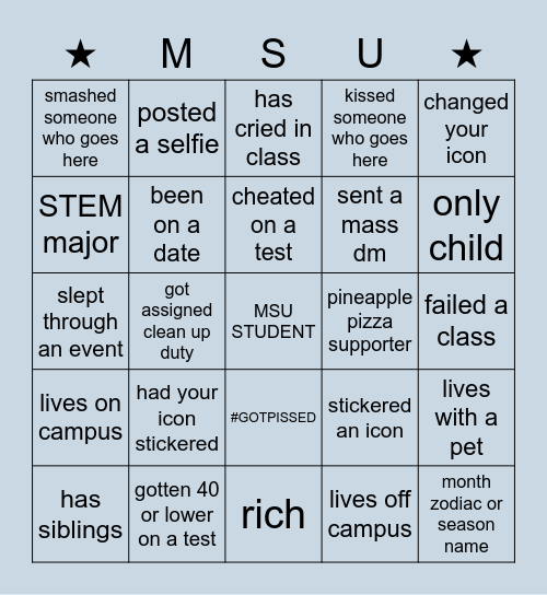 MSU BINGO Card