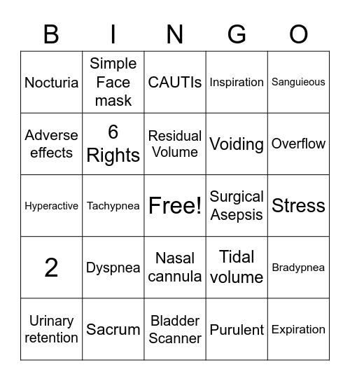 231 Exam 2 Bingo Card