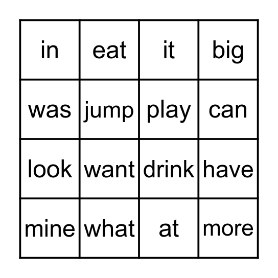L.L Word Wall 1-30 Bingo Card