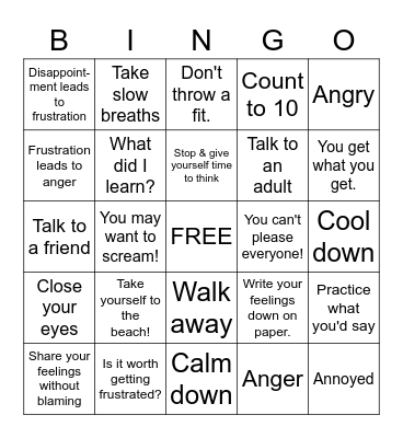 Frustration Bingo Card