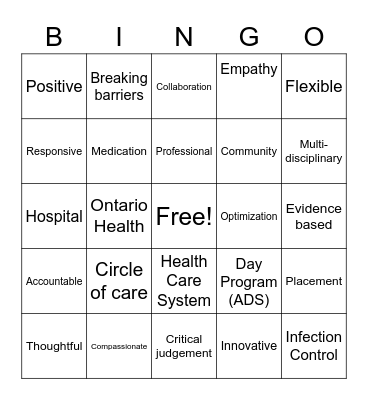 Care Coordination Bingo! Bingo Card