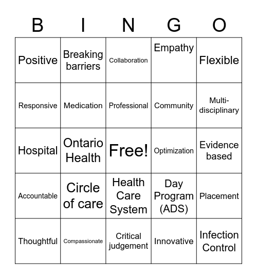 Care Coordination Bingo! Bingo Card