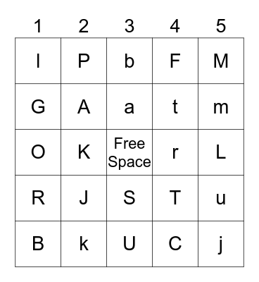 Alphabet Bingo Card