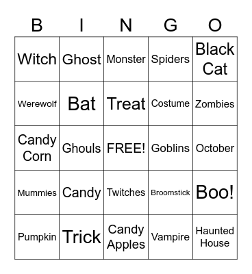 Halloween Fun Bingo Card