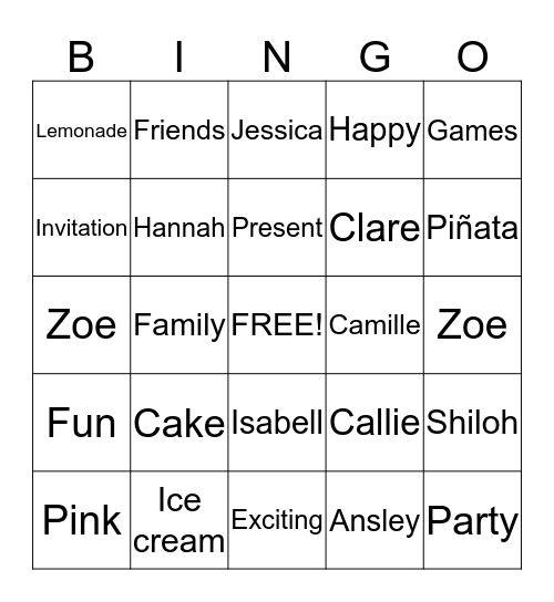 Untitled Bingo Card