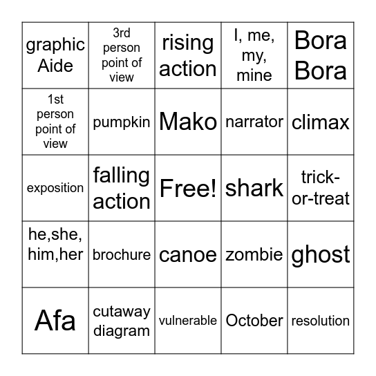 Fremont 6th Grade Week 7 Bingo Card