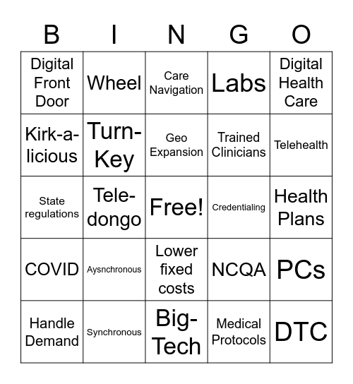 HLTH Conference Bingo Card