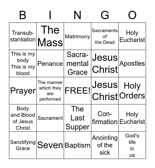 CCM Religion Bingo Card