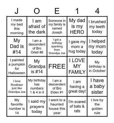 #14 FAMILY HALLOWEEN BINGO Card