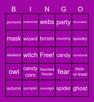 Halloween Bingo Card