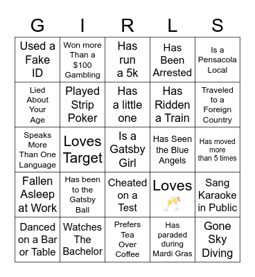 Gatsby Bingo Card