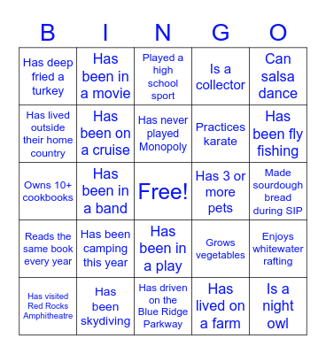 Icebreaker Bingo Card