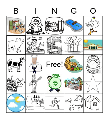 Unit 1 nouns 1 Bingo Card