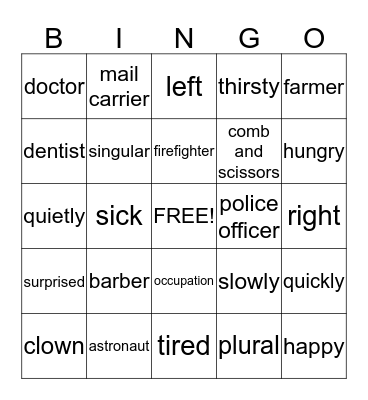 Going to Work Bingo Card