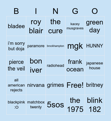 piper music yeah Bingo Card