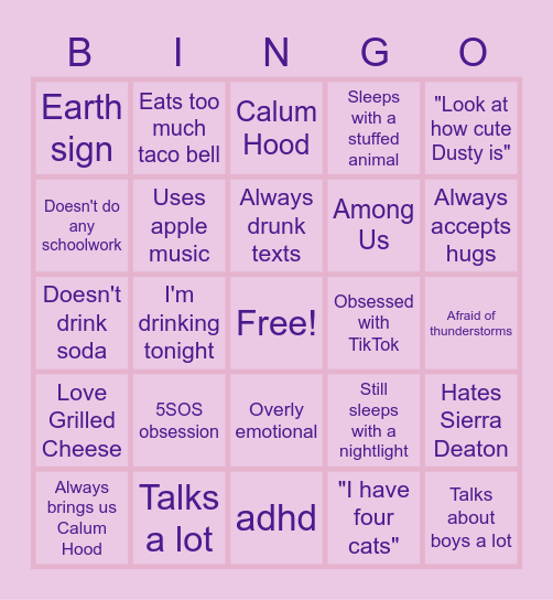 Lauren Bingo Card