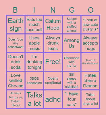Lauren Bingo Card