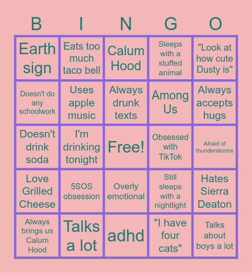 Lauren Bingo Card