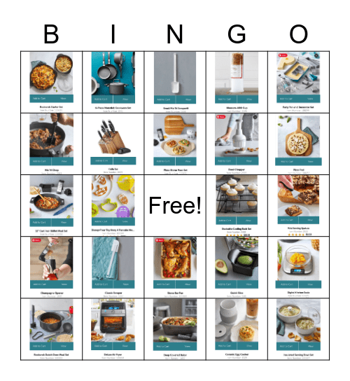 Pampered Chef Bingo Card