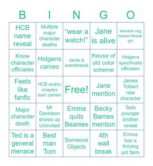 Nightmare Time Always and Forever Bingo Card