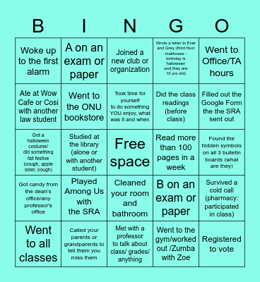 Courtyard Bingo Card