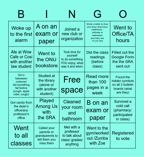 Courtyard Bingo Card