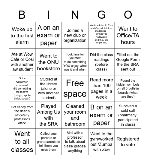 Courtyard Bingo Card