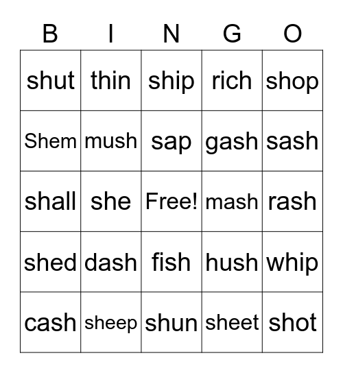 Sh Bingo Card