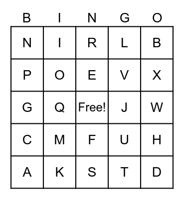 Alphabet Bingo Card