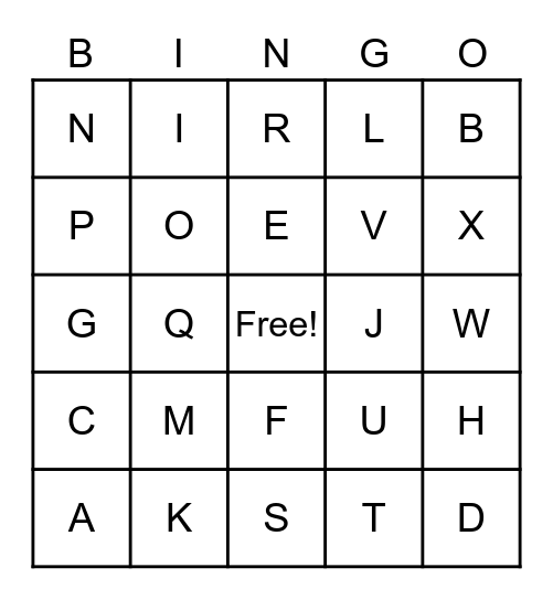Alphabet Bingo Card
