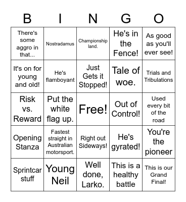 BAFFURST BINGO 2020 Bingo Card