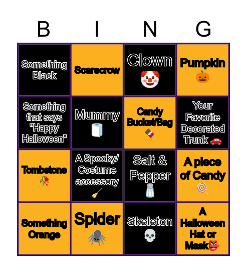 Spooky Scavenger Hunt Bingo Card