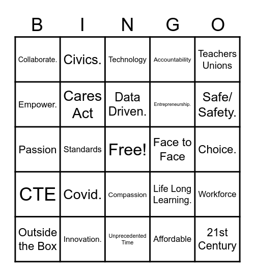 LB- Education Bingo Card