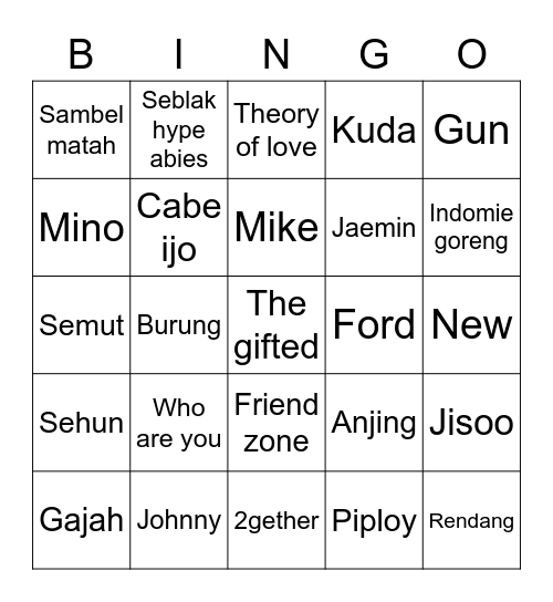 COLDExZOE Bingo Card