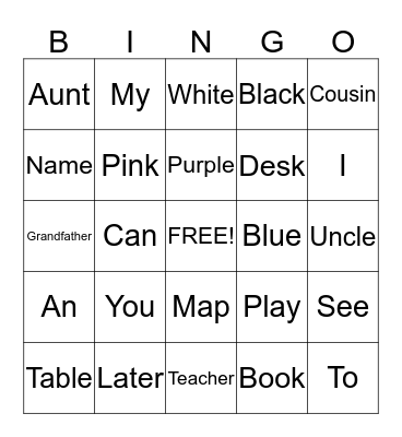 Words You Know Bingo Card