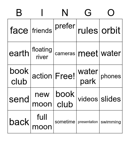 Unit 8/9 Bingo Card