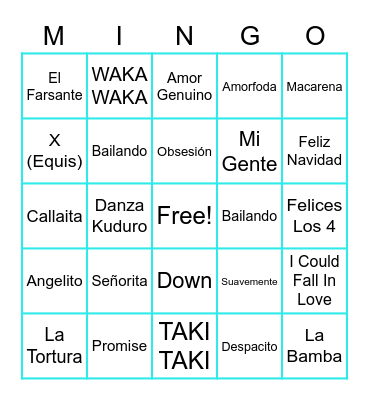 SPANISH MINGO Bingo Card
