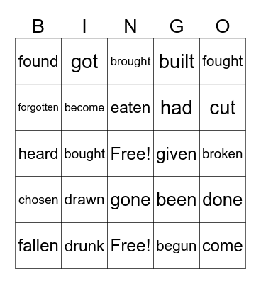 Irregulars parts 1&2 Bingo Card