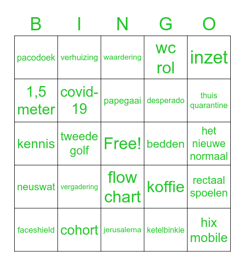 Papegaai Bingo Card