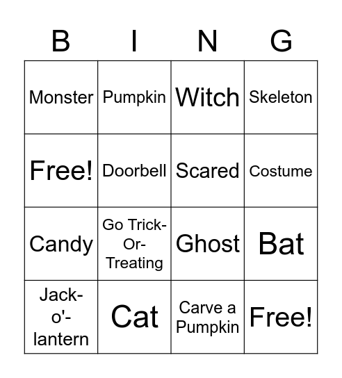 Halloween Bingo Card