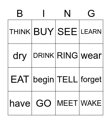 IRREGULAR VERBS Bingo Card