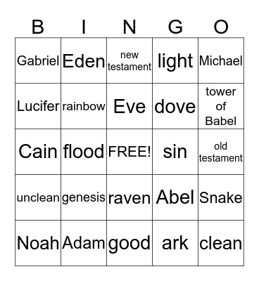 Bible bingo Card