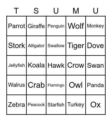 BINGO W/ TSUMU Bingo Card