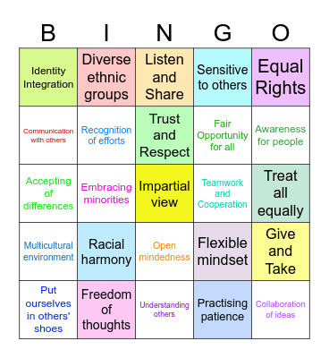 Diversity Bingo Card