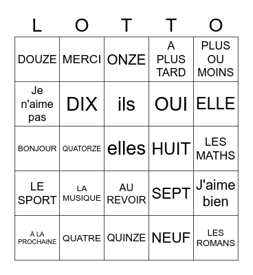 Chapitre 1 Bingo Card