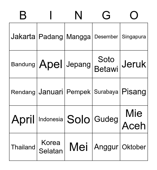 Bingonya Juy! Bingo Card