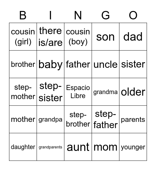 Mi familia Bingo Card