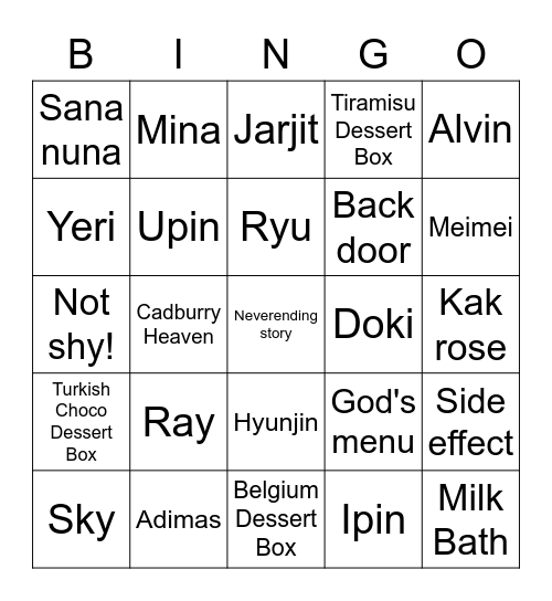SKZ97BANGCHAN Bingo Card