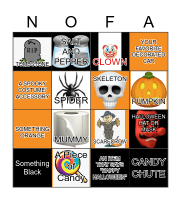 Spooky Scavenger Hunt Bingo Card