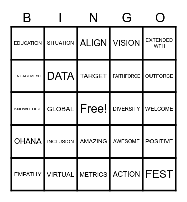 GEC Equality Fest - Word Bingo Card